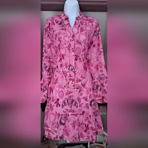 Unbranded Pink Aztec Cactus Western Empire Waist Mini Dress 5X NWOT